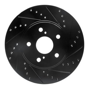 Lexus ES300 Brake Rotor (1) - Front Right - R1 Concepts - Drilled & Slotted - Black - `02-`15